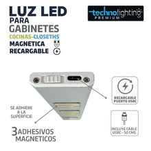 Cargar imagen en el visor de la galería, Luces LED MAGNETICA - RECARGABLES con SENSOR Para Gabinetes, Cocinas, Closet, LUZ CALIDA