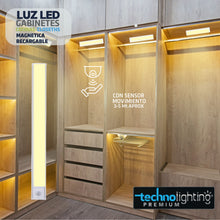Cargar imagen en el visor de la galería, Luces LED MAGNETICA - RECARGABLES con SENSOR Para Gabinetes, Cocinas, Closet, LUZ CALIDA