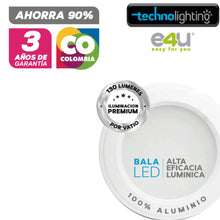 Cargar imagen en el visor de la galería, Bala Led con 3 colores de luz en una misma luminaria de 3 Vatios - 390 Lúmenes - Luz Fria-fresca y Cálida.