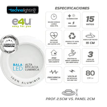 Cargar imagen en el visor de la galería, Bala LED Fija 15 Vatios 1950 Lúmenes