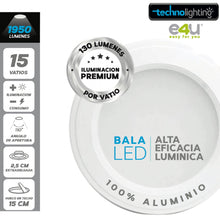 Cargar imagen en el visor de la galería, Bala LED Fija 15 Vatios 1950 Lúmenes