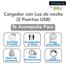 Load image into Gallery viewer, UNICO!!! Cargador, 2 puertos USB + Lampara Dimerizable