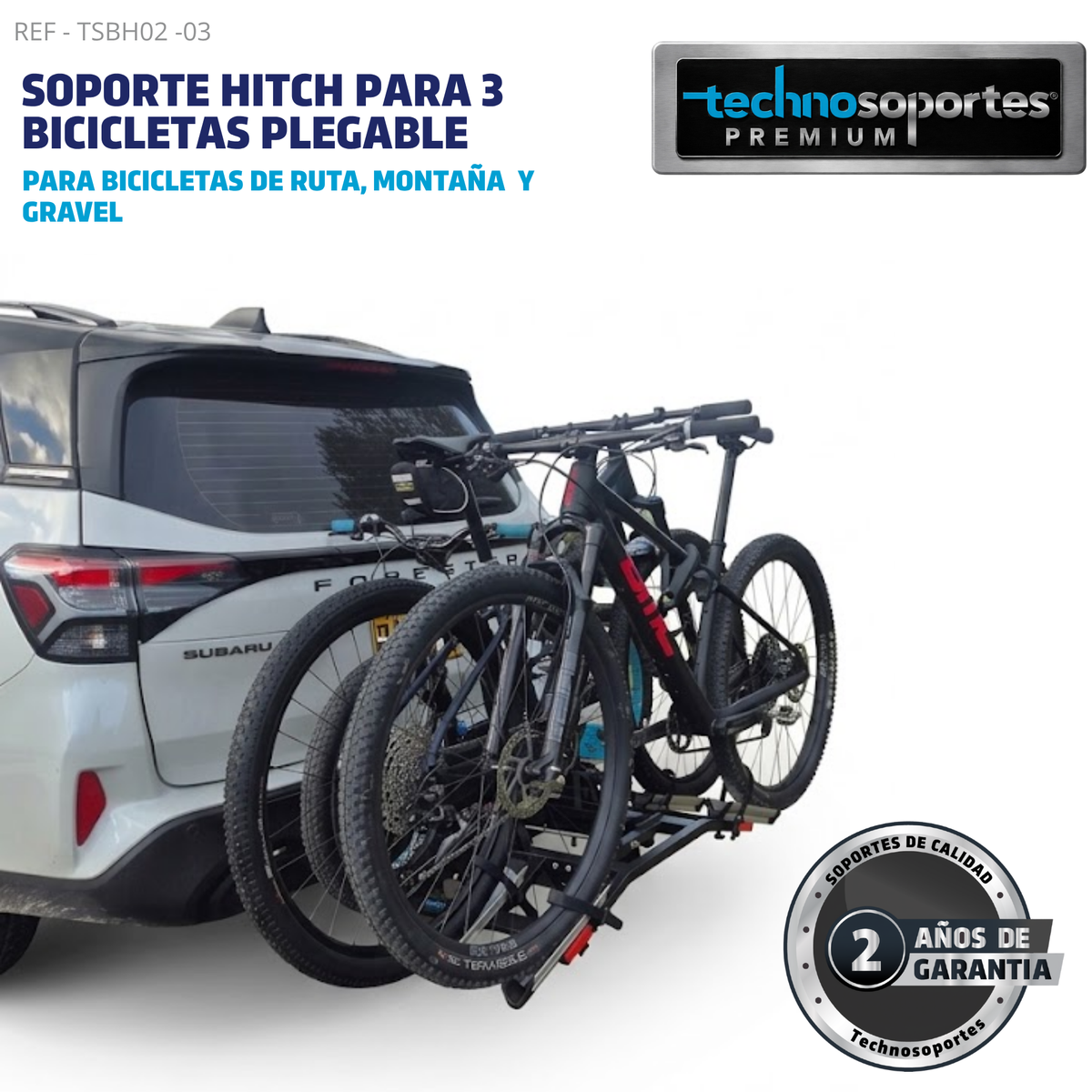 Soporte Plegable de Hitch para 3 Bicicletas