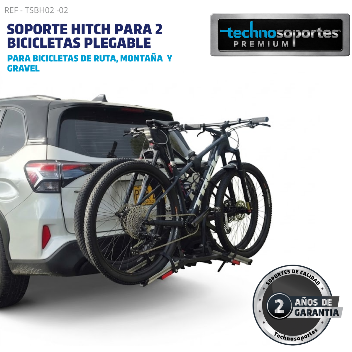 Soporte Plegable de Hitch para 2 Bicicletas
