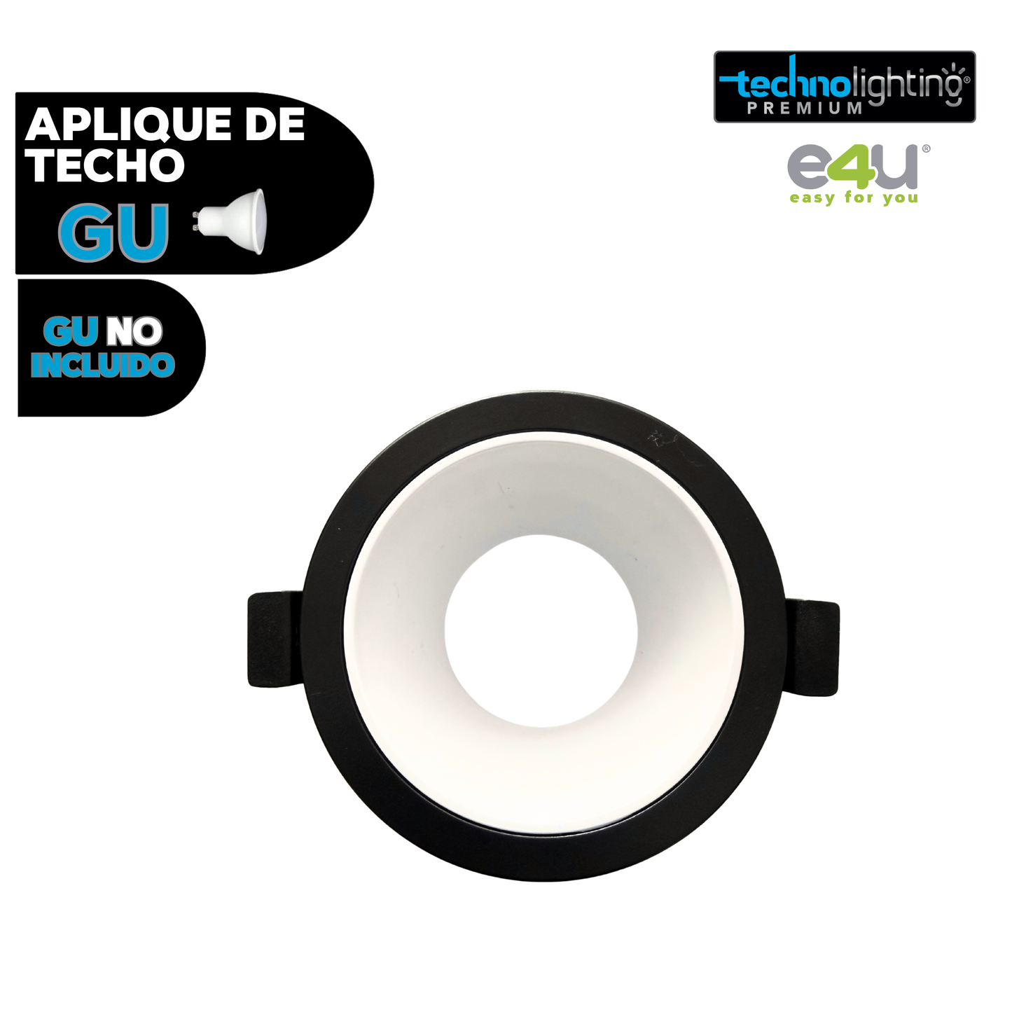 Aplique de para Gu 10 y 5,3 Negro Redondo Con Reflector
