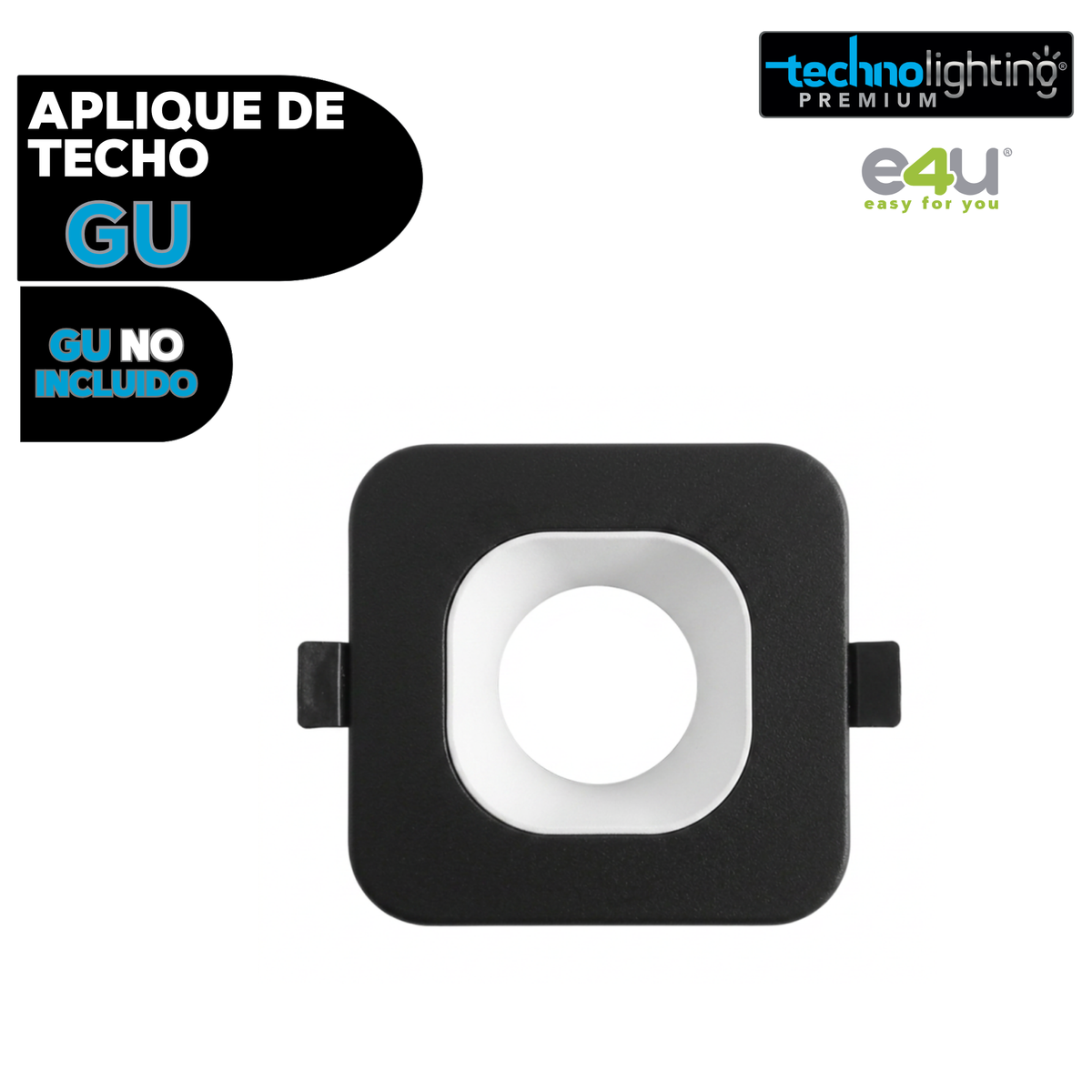 Aplique de para Gu 10 y 5,3 Negro Redondo Con Reflector