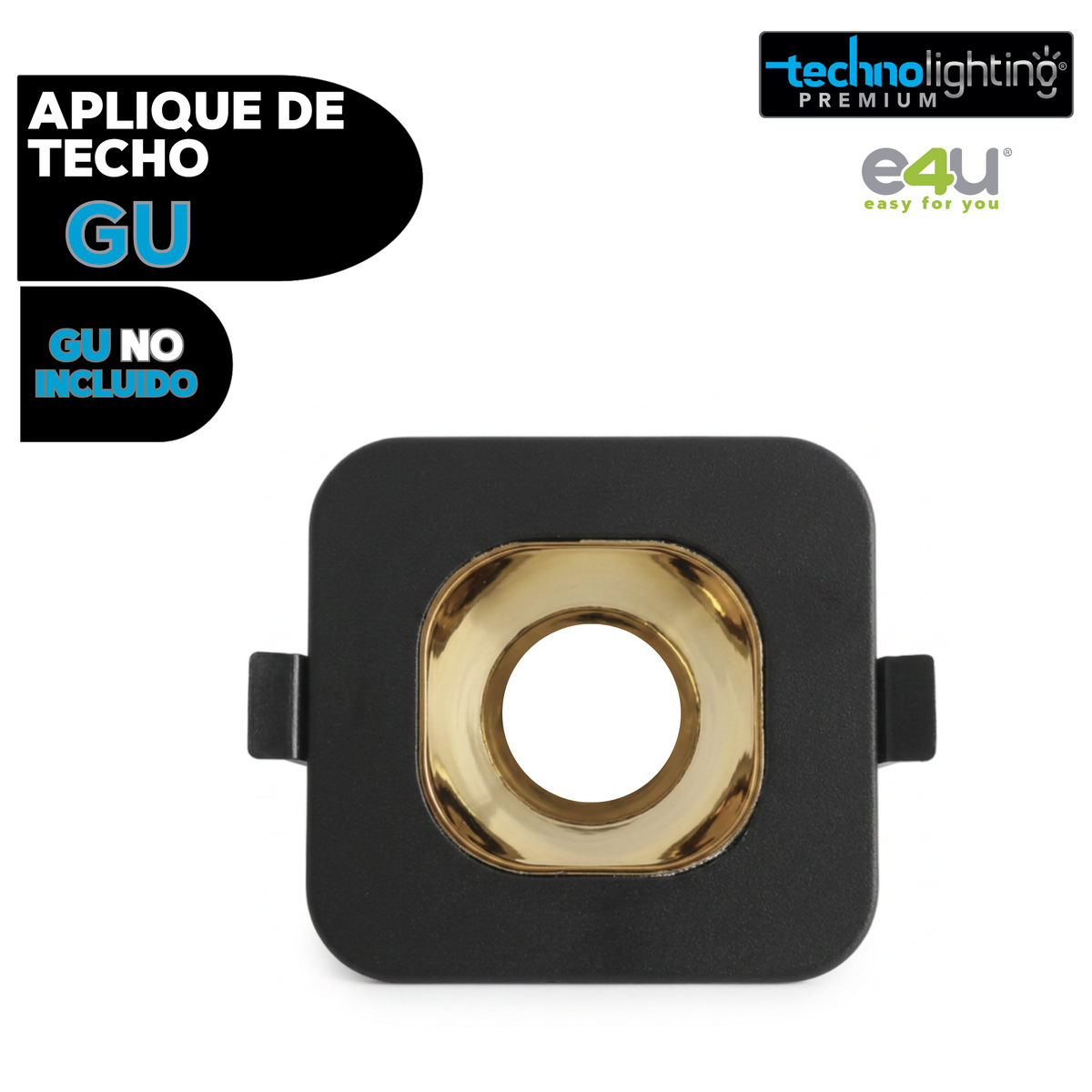Aplique de para Gu 10 y 5,3 Negro Redondo Con Reflector