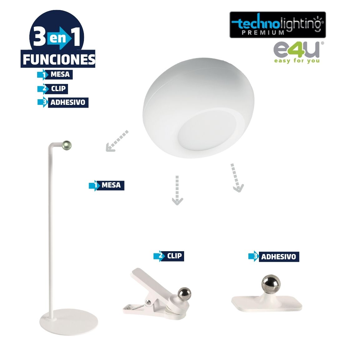 Lampara Multifuncional 3 funciones en 1, Redonda, RECARGABLE!