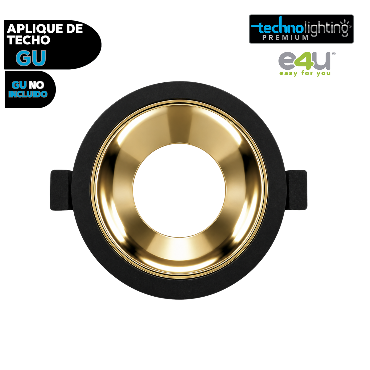 Aplique de para Gu 10 y 5,3 Negro Redondo Con Reflector