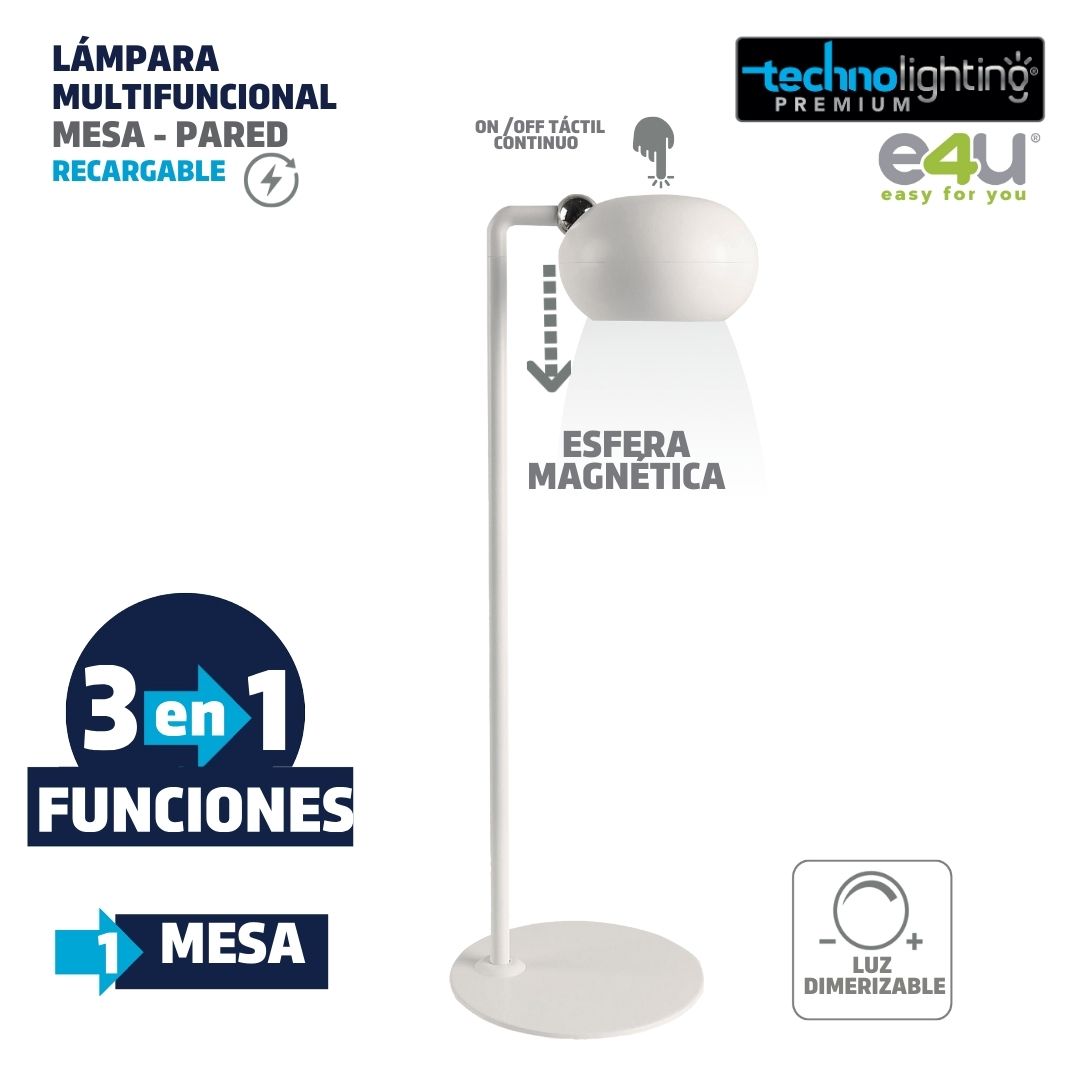 Lampara Multifuncional 3 funciones en 1, Redonda, RECARGABLE!