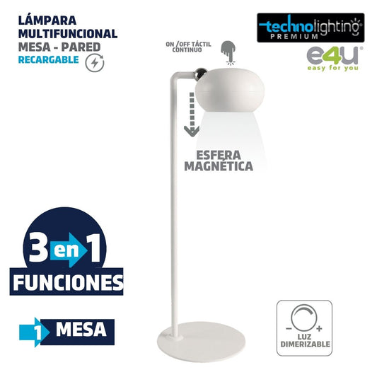 Lampara Multifuncional 3 funciones en 1, Redonda, RECARGABLE!