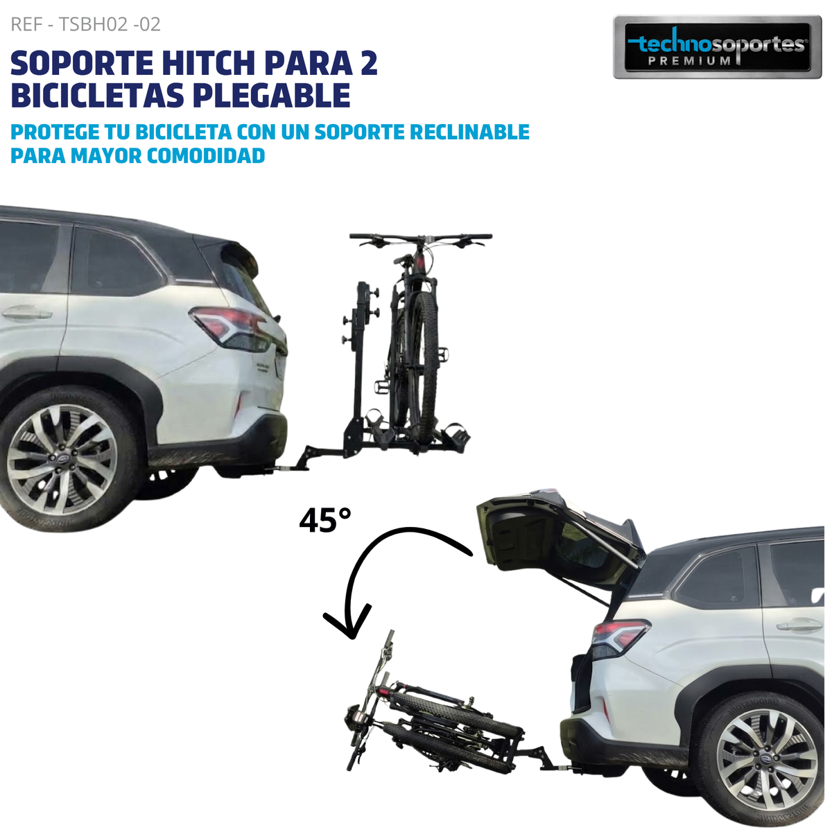 Soporte Plegable de Hitch para 2 Bicicletas