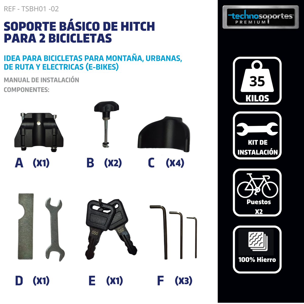 Soporte Básico de Hitch para 2 Bicicletas