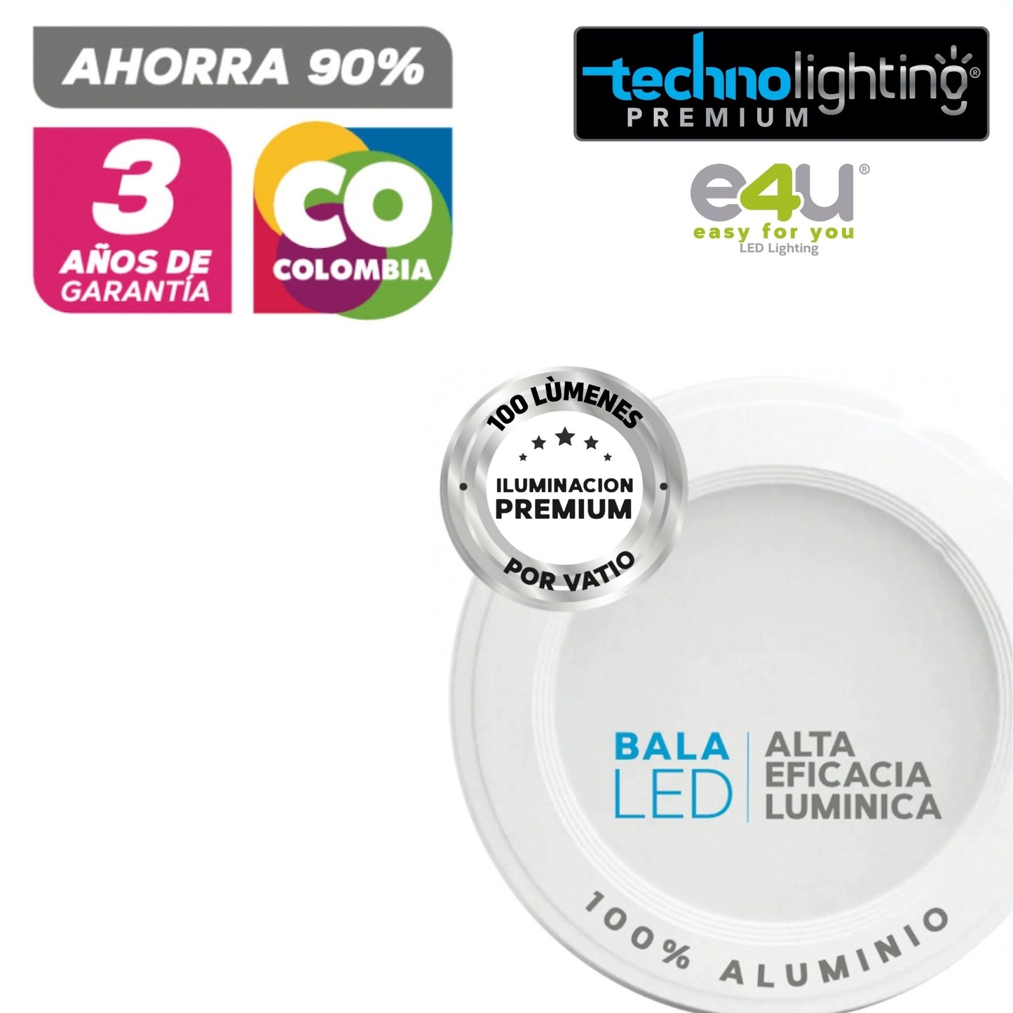 Bala LED Fija  24 Vatios - 2600 Lúmenes
