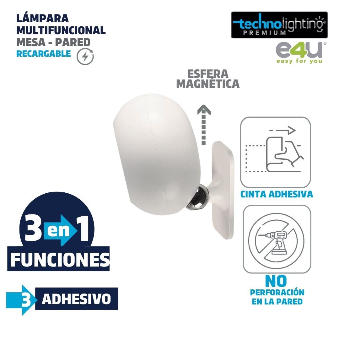 Lampara Multifuncional 3 funciones en 1, Redonda, RECARGABLE!