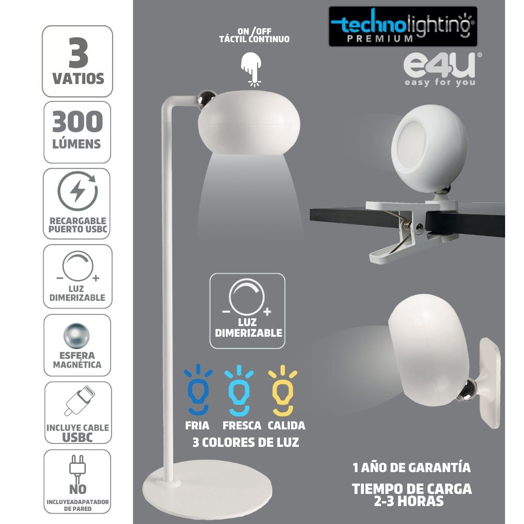 Lampara Multifuncional 3 funciones en 1, Redonda, RECARGABLE!