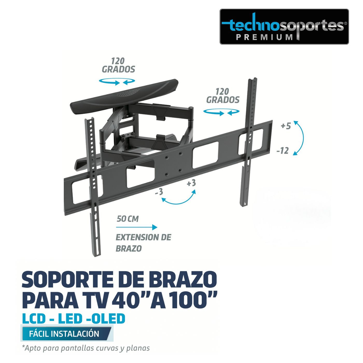 Soporte de Doble Brazo para TV 40″ a 100″