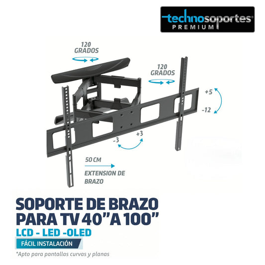 Soporte de Doble Brazo para TV 40″ a 100″