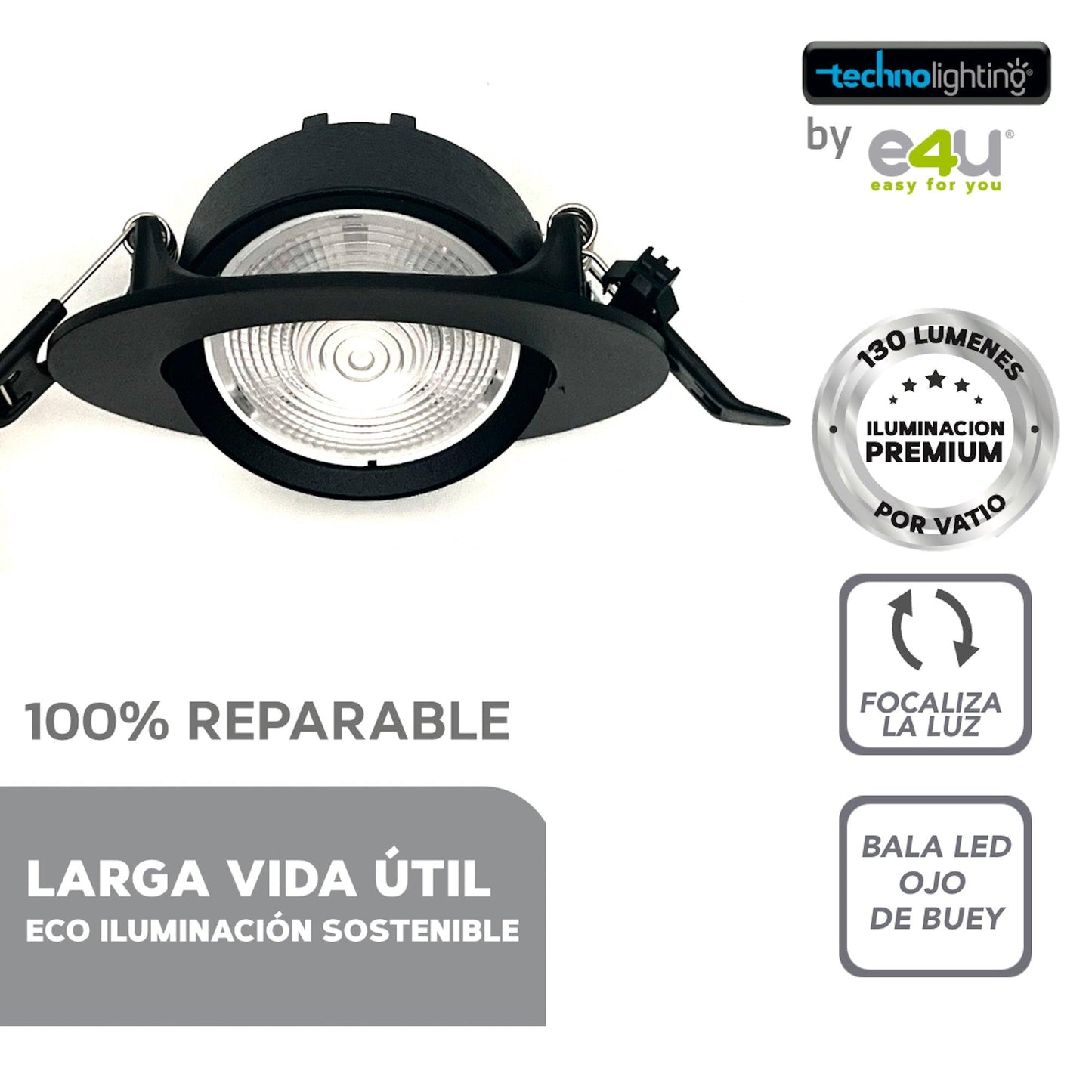 Bala LED Negra - Focalizada 5 y 9 Vatios Luz  CALIDA