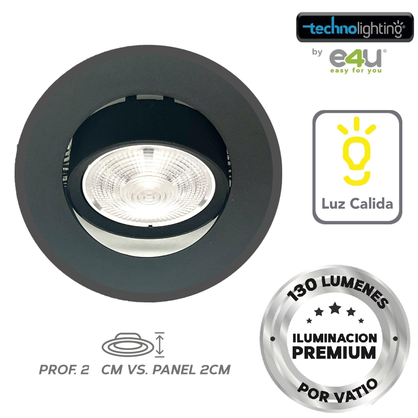 Bala LED Negra - Focalizada 5 y 9 Vatios Luz  CALIDA