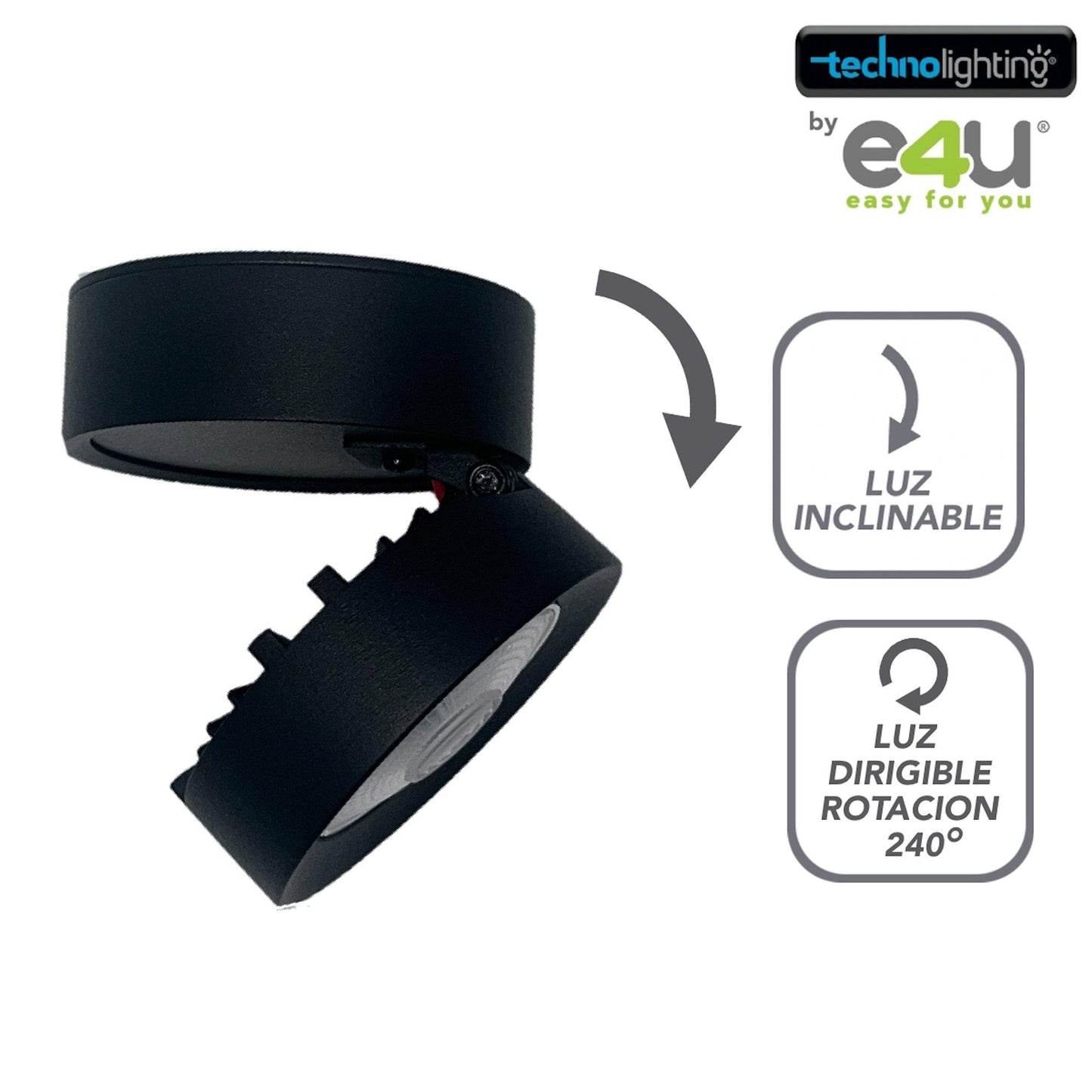 Balas de Sobreponer 9 Vatios Luz Calida - con Inclinacion y Rotacion