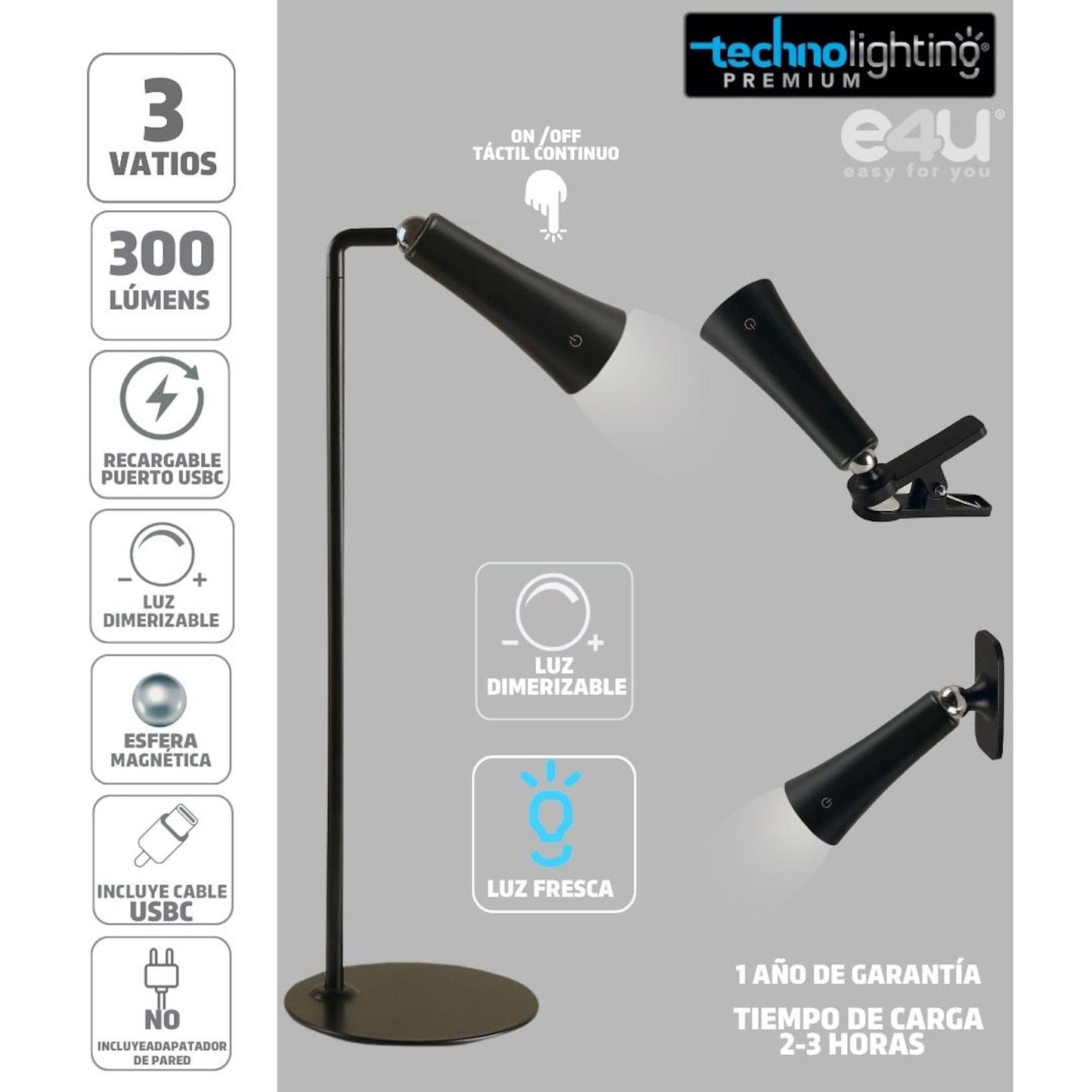 Lámpara LED Multifuncional 3 funciones en 1, COPA, RECARGABLE!