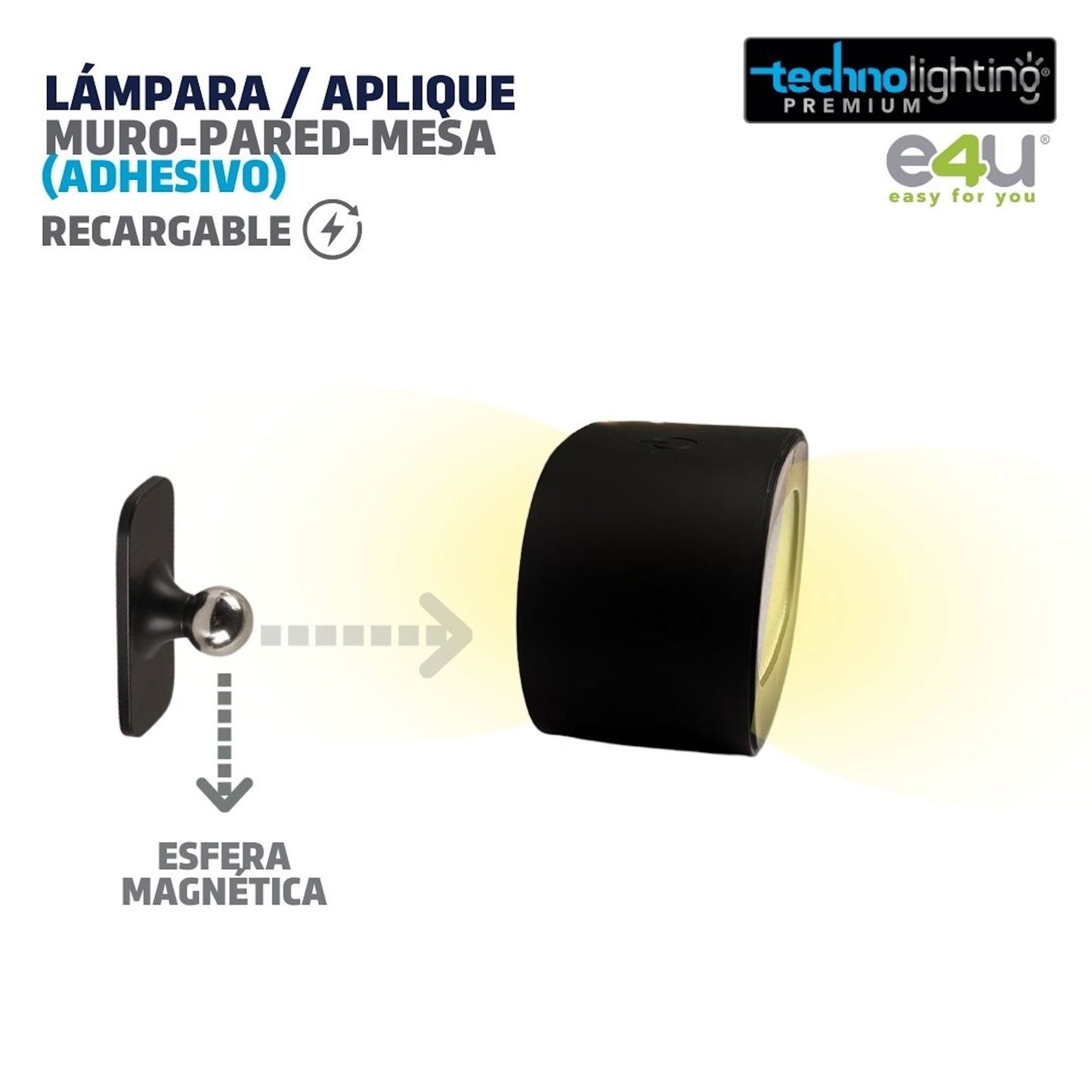 Lámpara LED Aplique 2 Funciones en 1, para Muro/Pared/Mesa, RECARGABLE!
