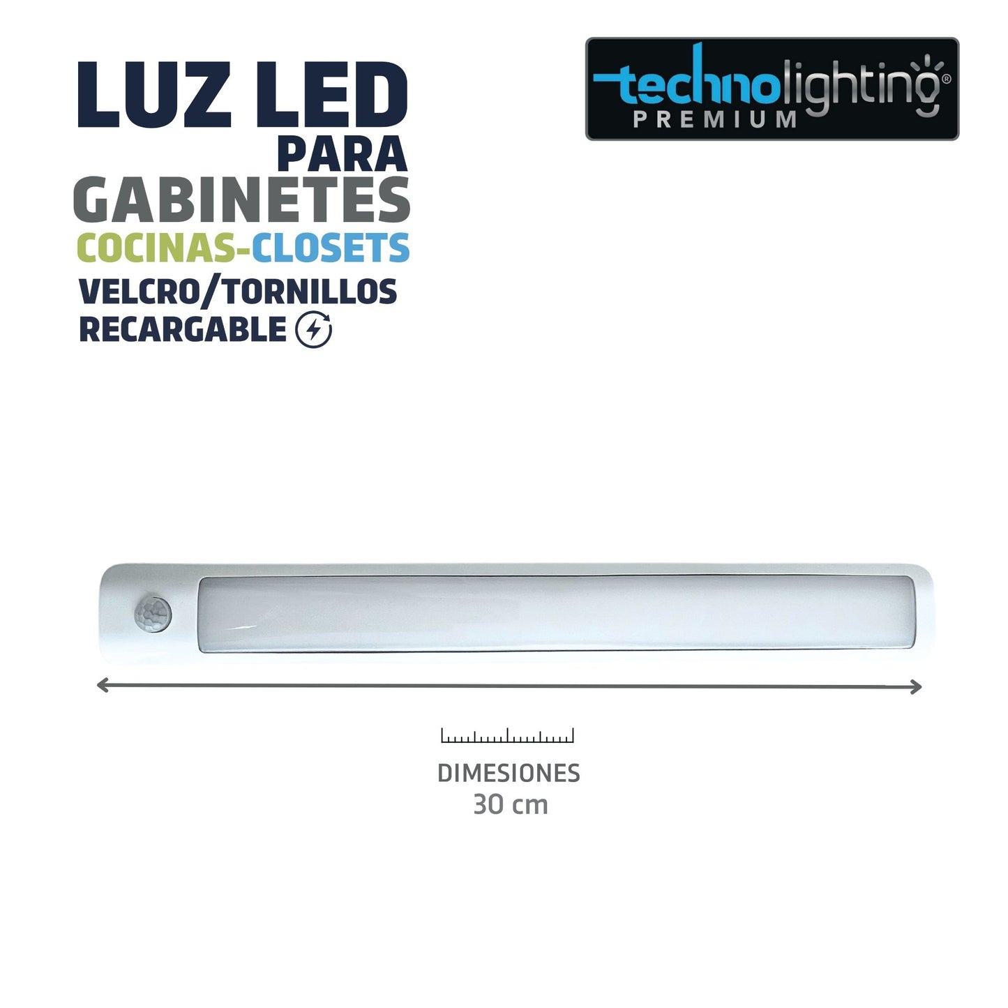Luces LED VELCRO o TORNILLOS - RECARGABLES con SENSOR  Para Gabinetes, Cocinas, Closet, LUZ CALIDA