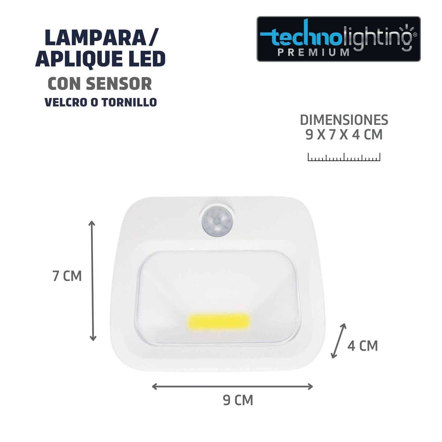 Aplique LED para Pared o Mesa -  VELCRO - TORNILLOS - RECARGABLES con SENSOR, luz fresca