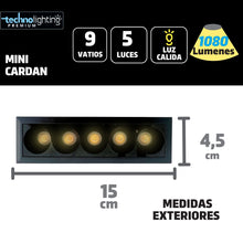 Load image into Gallery viewer, Bala LED Mini Cardan 9 Vatios, 5 luces, luz calida color negro
