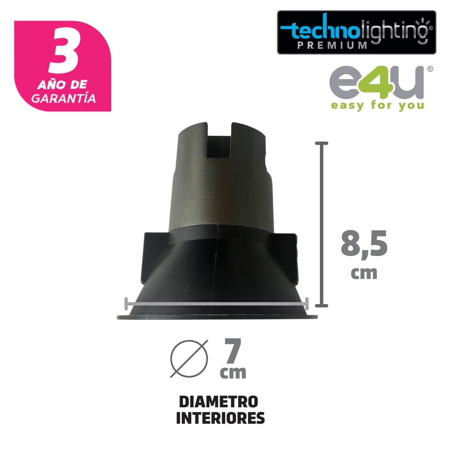 Bala LED recesada redonda 5W, color negra Luz Cálida