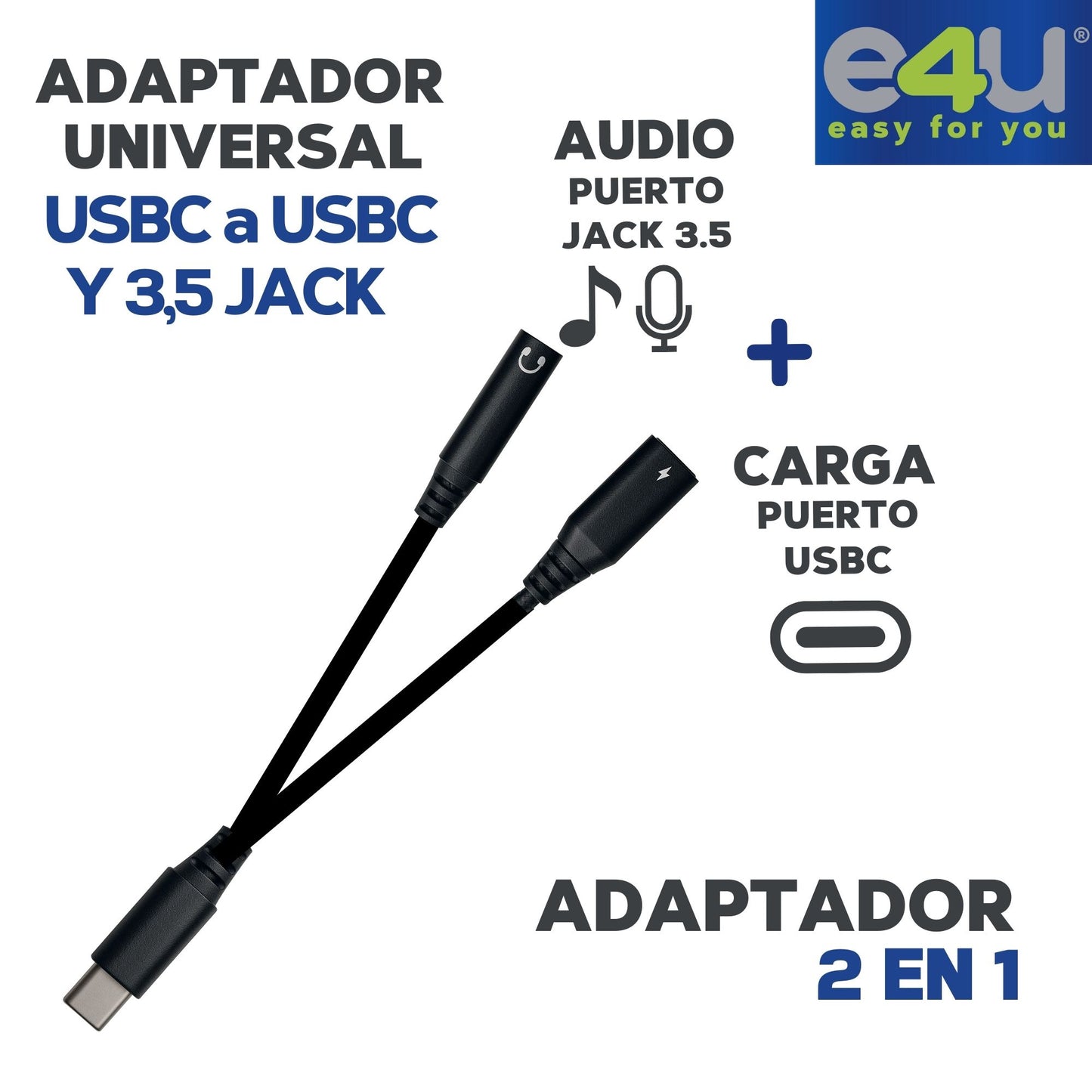 Cable Adaptador Universal USBC a USBC Y 3,5 JACK