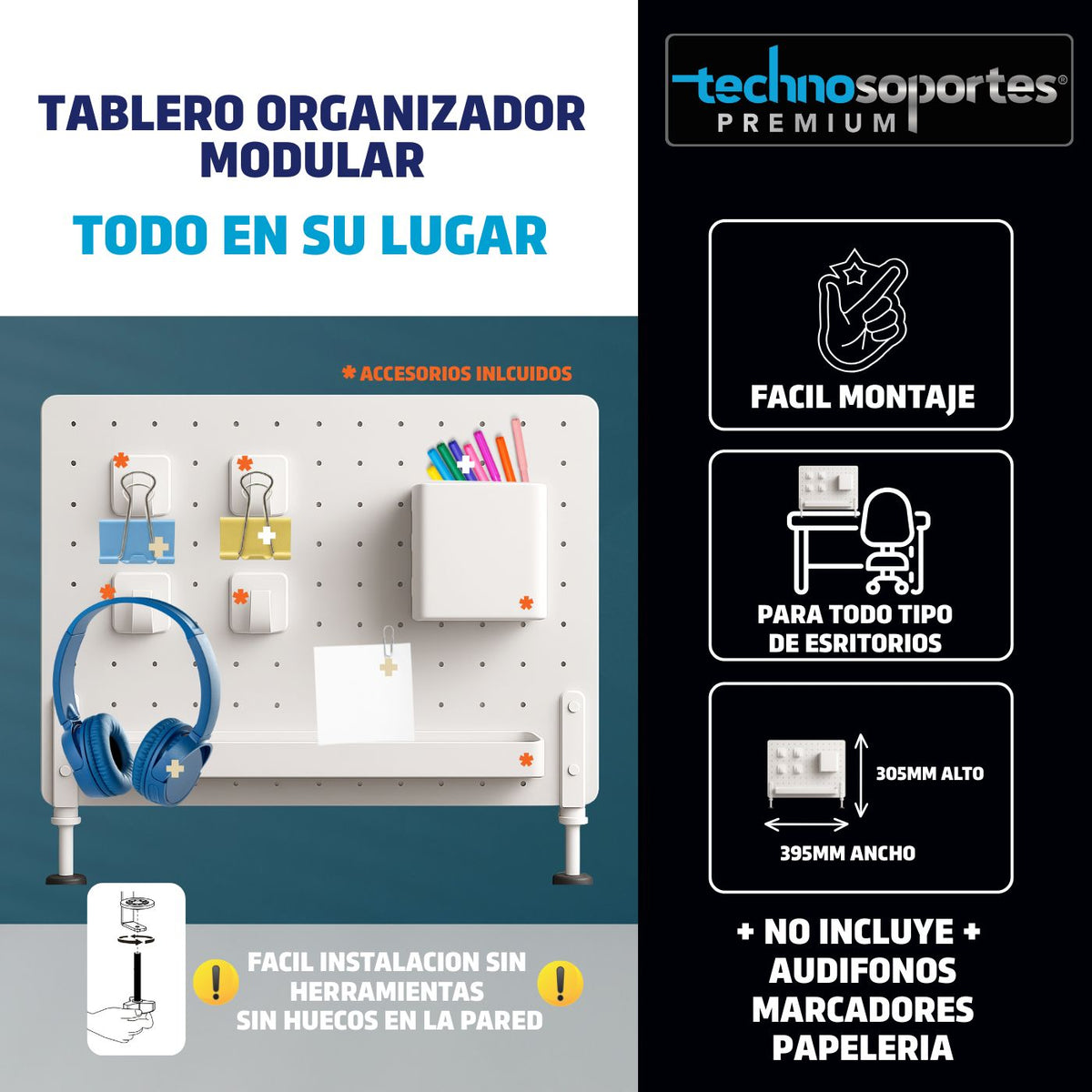 Tablerto Organizador de Fácil instalacion sin huecos en la pared!!