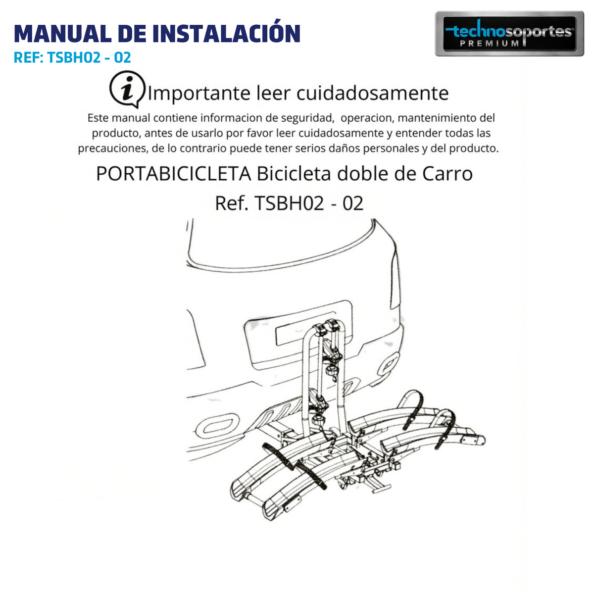 Soporte Plegable de Hitch para 2 Bicicletas
