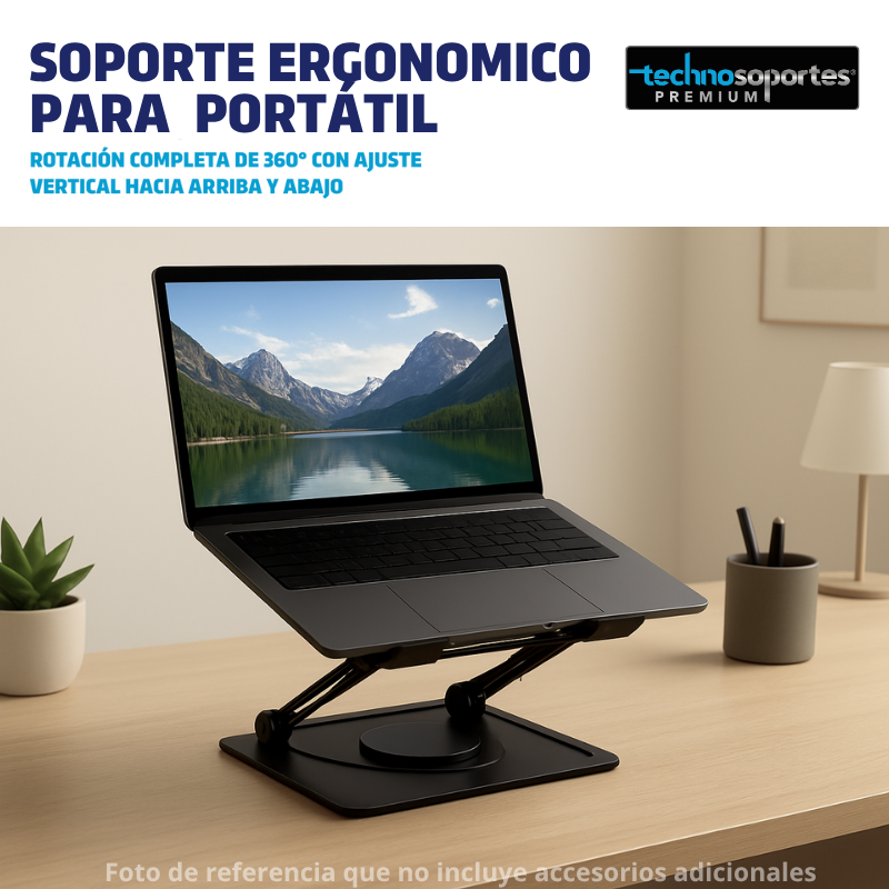 Soporte Para Portátil Graduable, Verticalmente y Gira 360 Grados