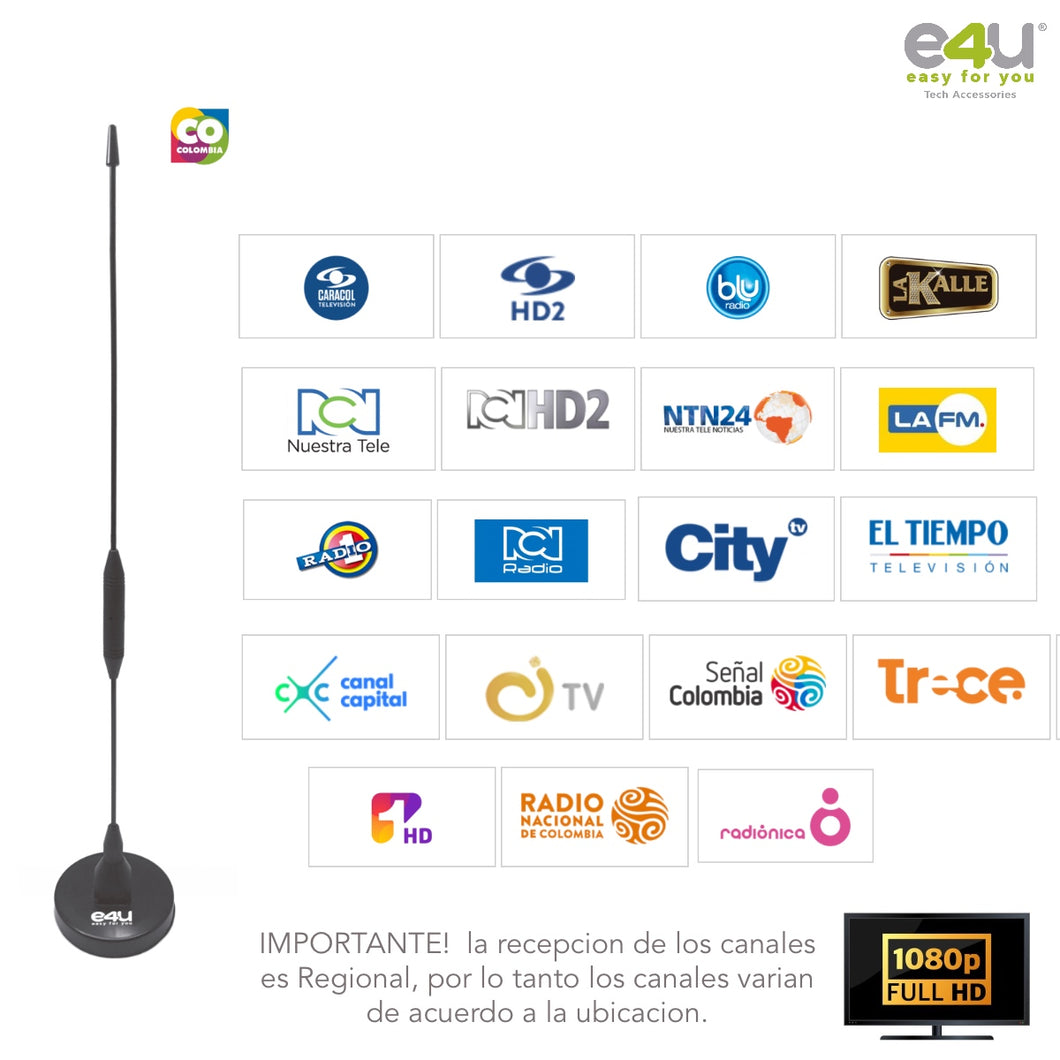 Antena Digital TDT para TV en HD  Pasiva - Canales sin costo