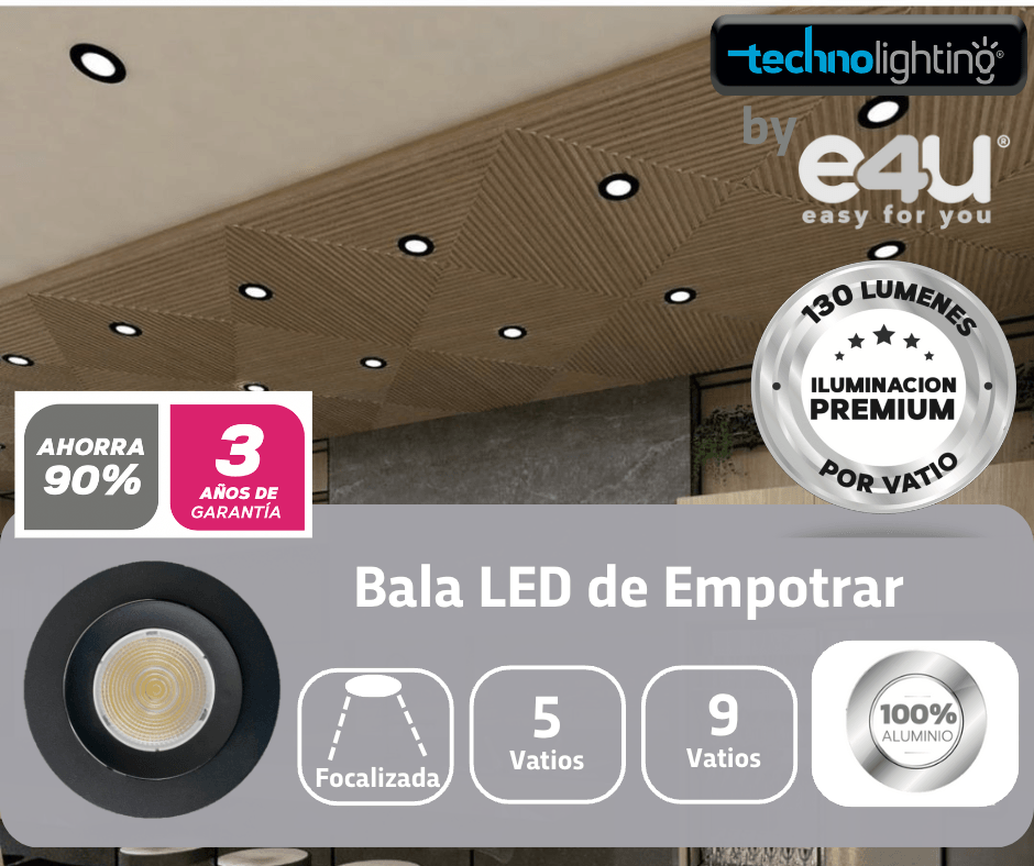 Bala LED Negra - Focalizada 5 y 9 Vatios Luz  CALIDA