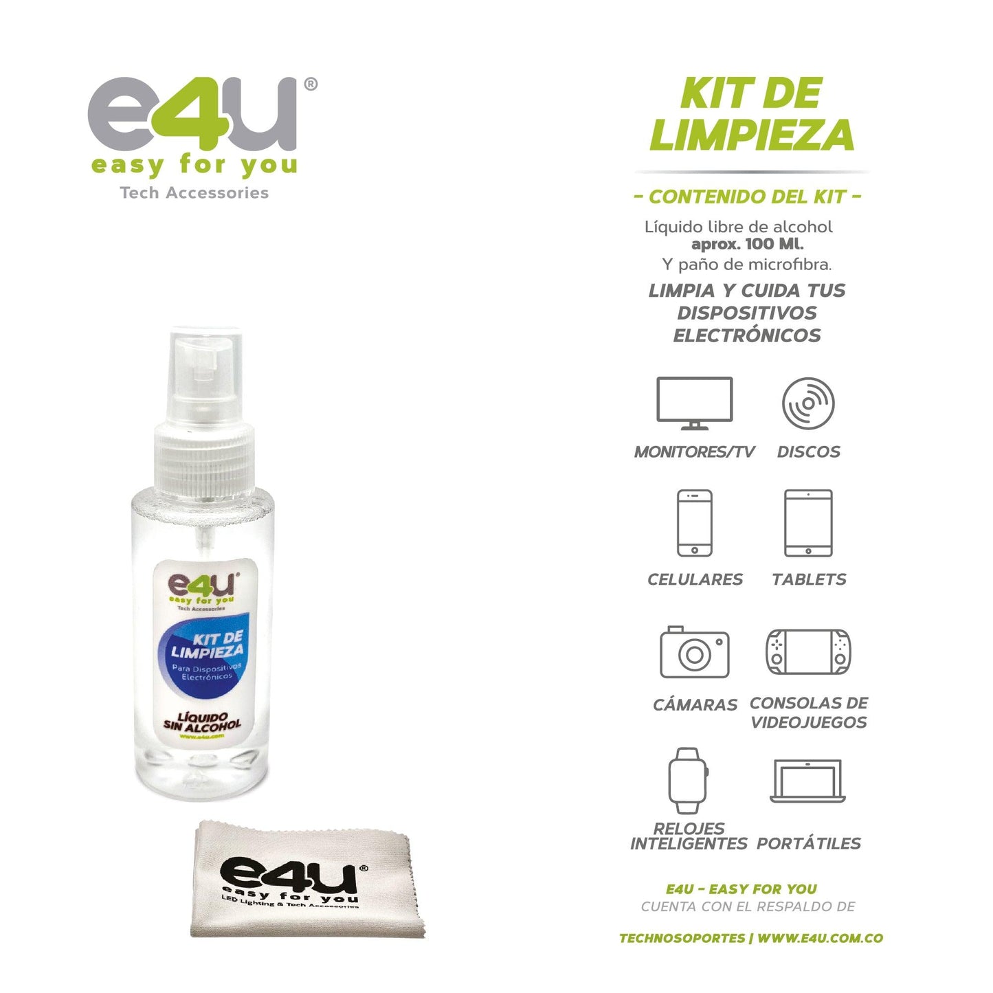 Kit de limpieza para Dispositivos Electronicos, Incluye Paño de MicroFibra Alta calidad