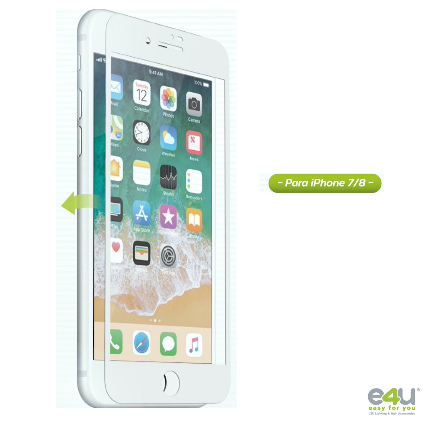Protector de pantalla de cristal templado 0,3 mm contornos blancos para iPhone  SE 2022, 2020 y iPhone 8, 7 - Spain