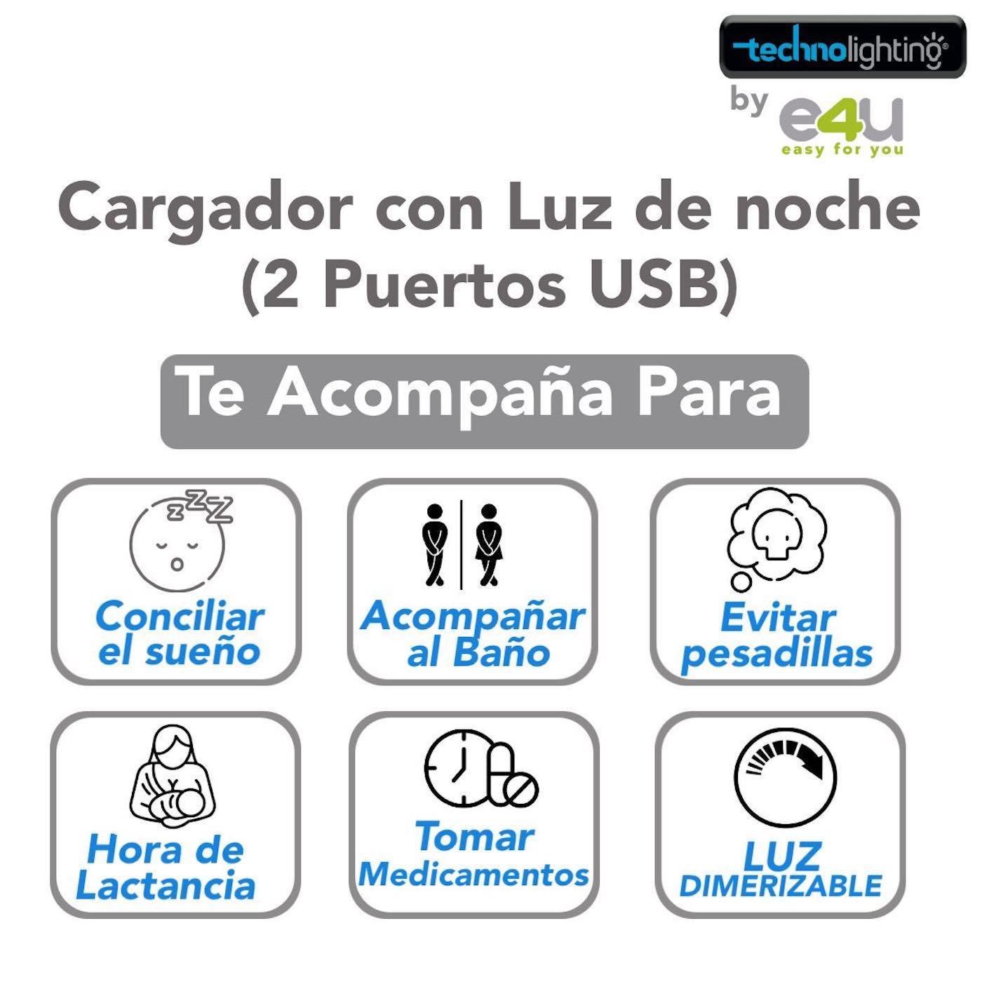 UNICO!!! Cargador, 2 puertos USB + Lampara Dimerizable