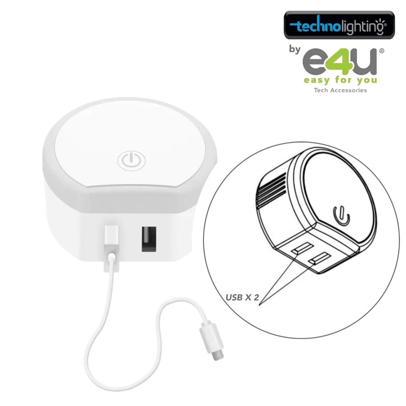 UNICO!!! Cargador, 2 puertos USB + Lampara Dimerizable