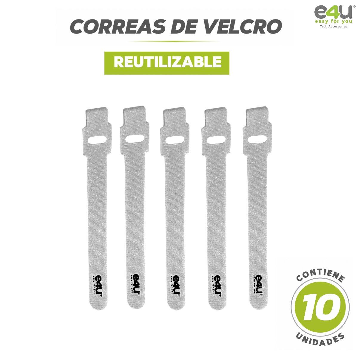 Con las Correas de Velcro de e4u podras tener organizados tus cables,  viene   x 10 unidades