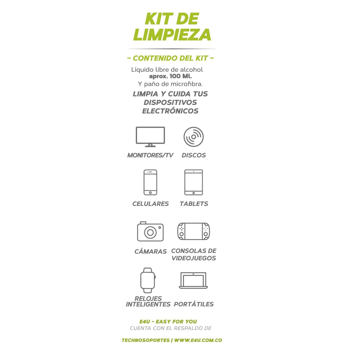 Kit de limpieza para Dispositivos Electronicos, Incluye Paño de MicroFibra Alta calidad