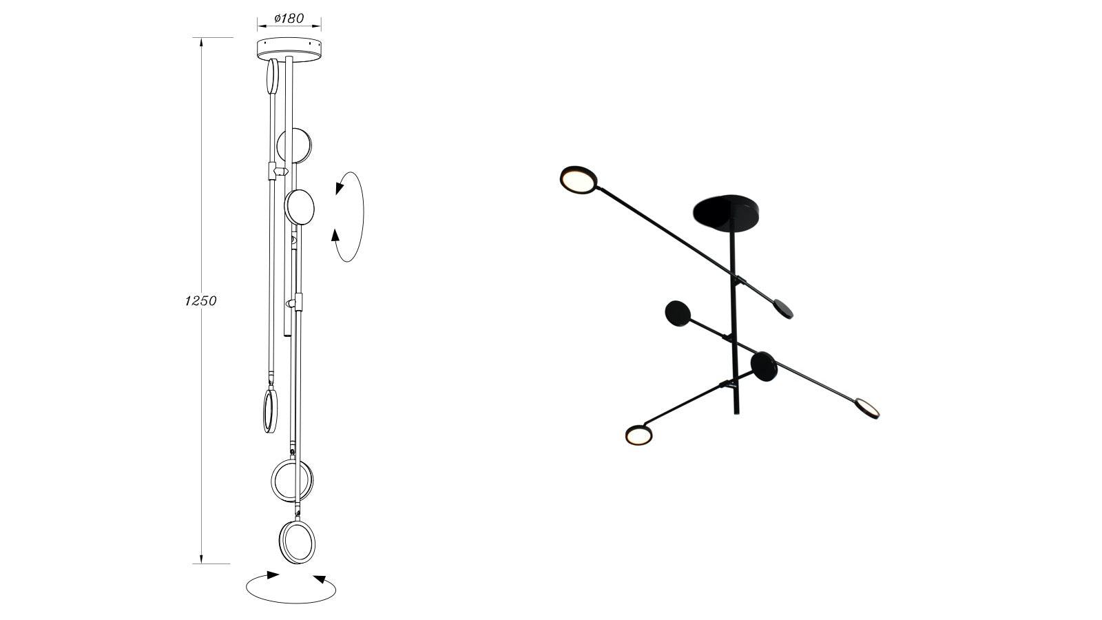 lampara led de techo negra